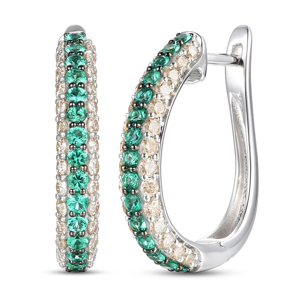 Le Vian Natural Emerald Hoop Earrings 7/8 ct tw Diamonds 14K Vanilla Gold FmnmJ1a6