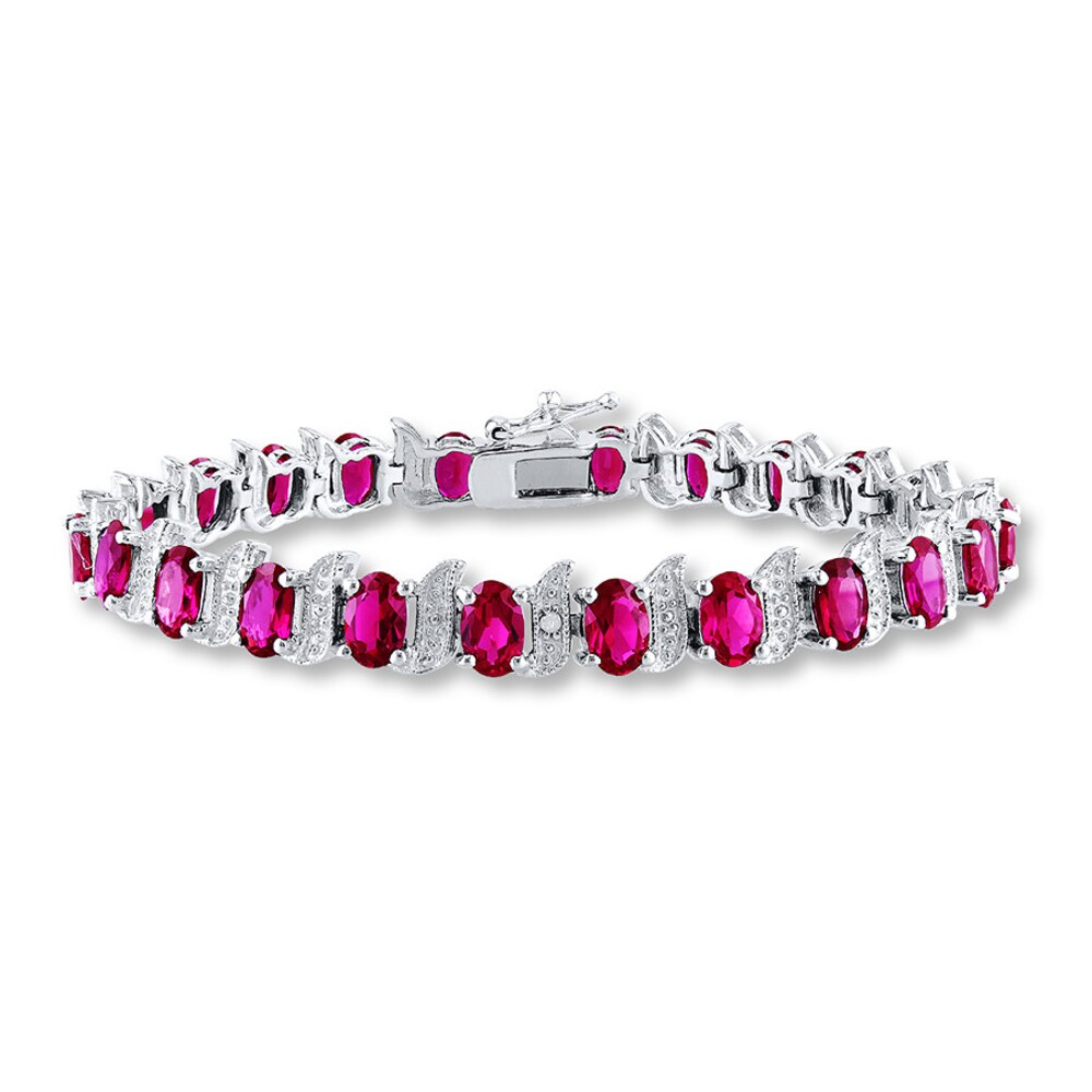 Lab-Created Rubies Diamond Accents Sterling Silver Bracelet FweGplc2