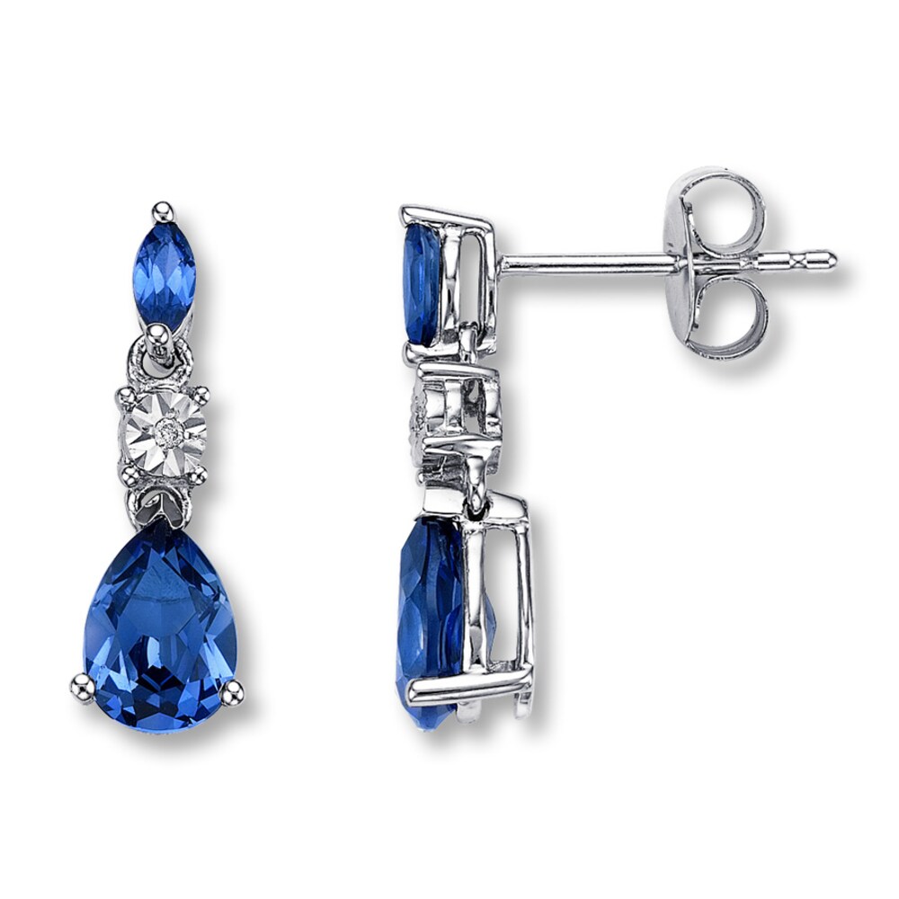 Lab-Created Sapphire Earrings Diamond Accent 10K White Gold FwwarviG