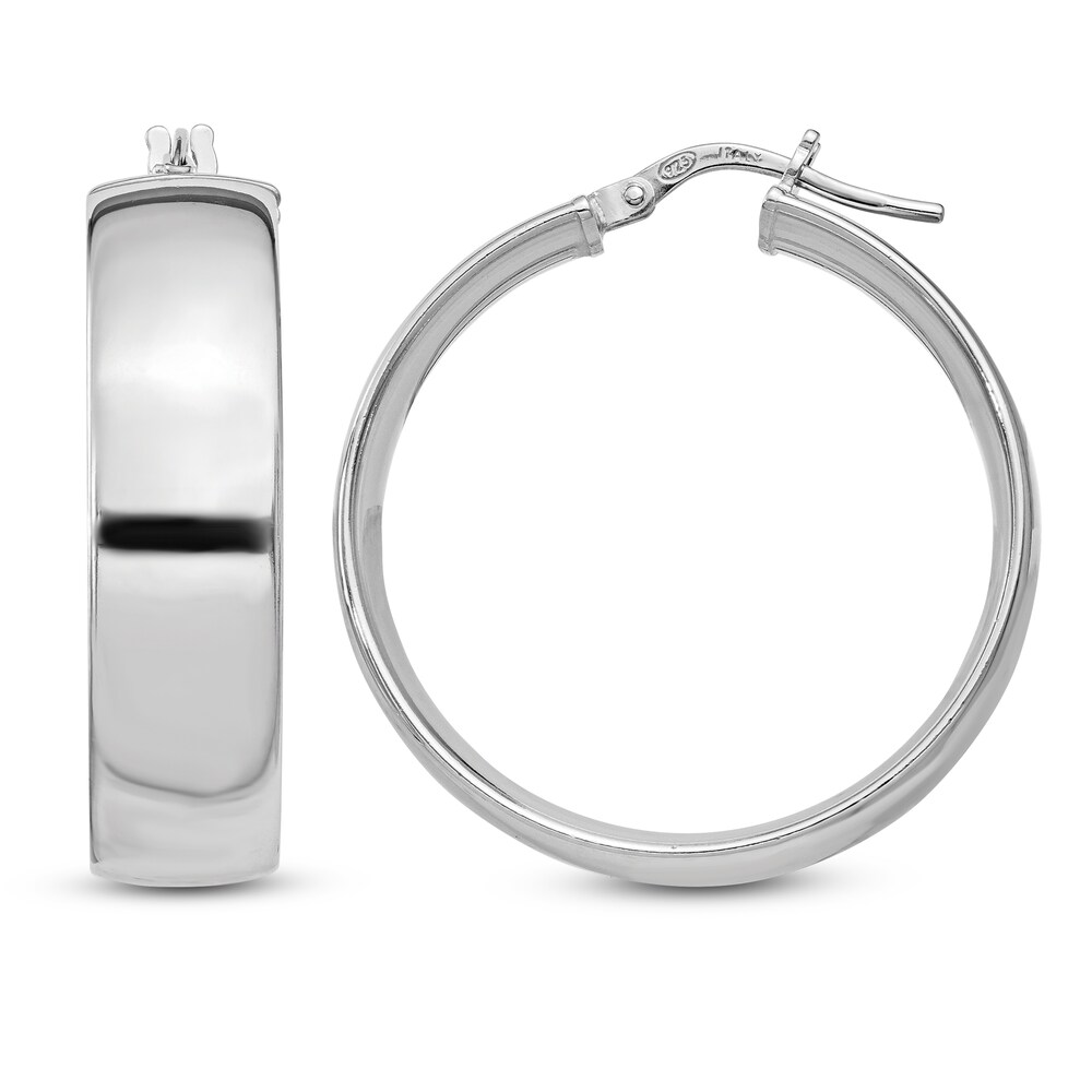 Polished Wide Hoop Earrings Sterling Silver FxbZSAnb