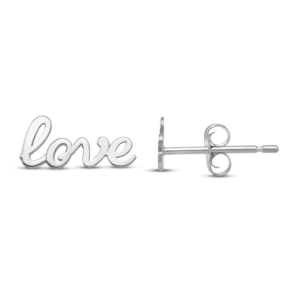 Love Stud Earrings 14K White Gold G0mS6LK7