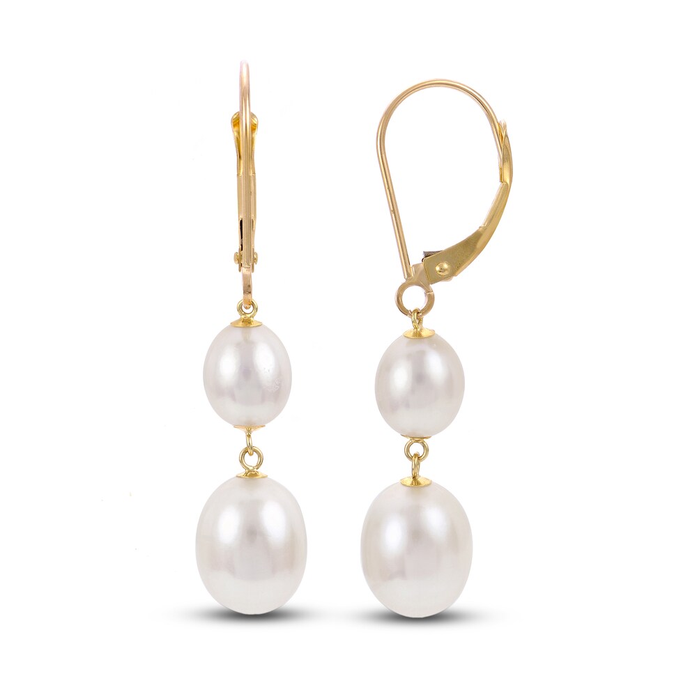 Cultured Freshwater Pearl Drop Earrings 14K Yellow Gold G1kPhVA0