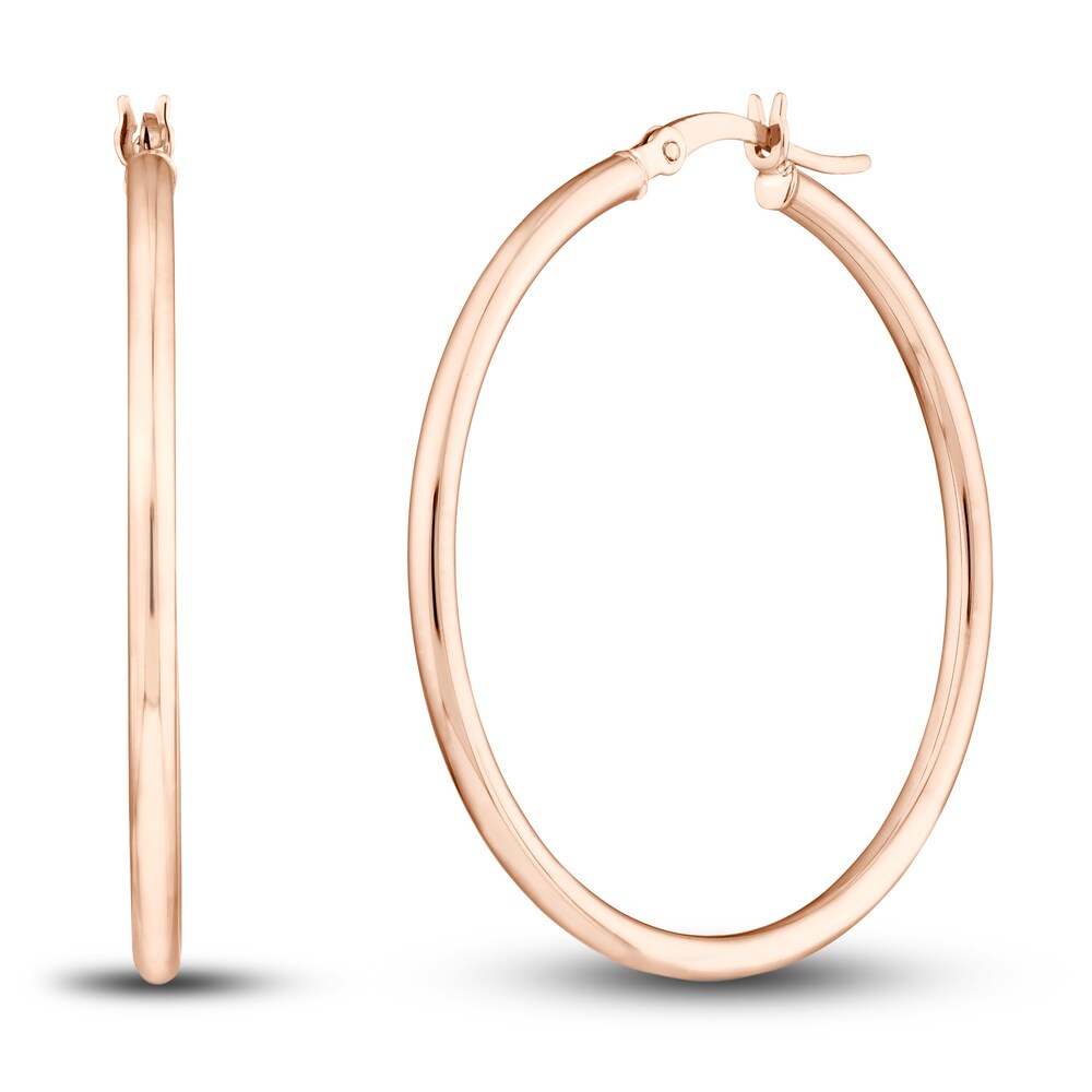 Polished Hoop Earrings 14K Rose Gold 35mm G2kyfziR