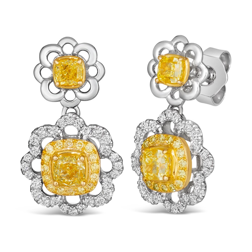 Le Vian Sunny Yellow Diamond Dangle Earrings 1-1/3 ct tw Round 14K Two-Tone Gold G3QSn2DG