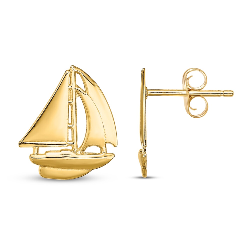 Sailboat Stud Earrings 14K Yellow Gold G71xGX3Y