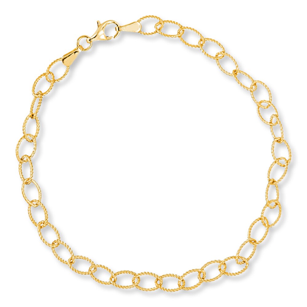 Textured Link Bracelet 14K Yellow Gold 7.5" Length GC7YaoyC