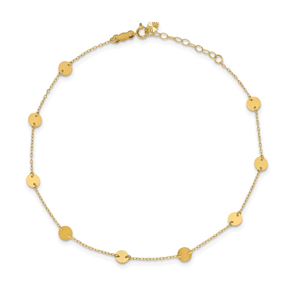 Disk Anklet 14K Yellow Gold 9" GFPO2Cna