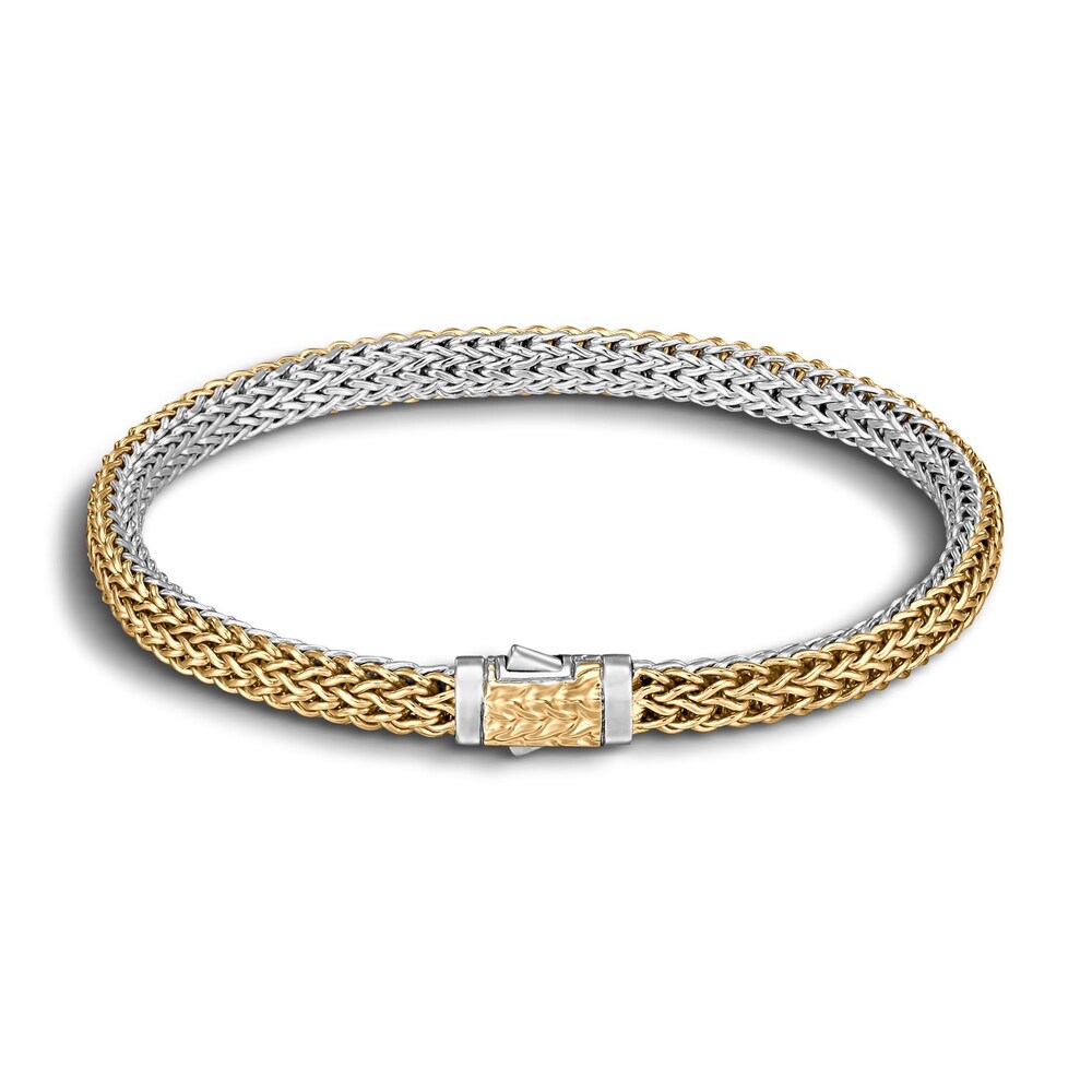 John Hardy Classic Chain 5MM Reversible Bracelet, Silver, 18K Gold, Medium GH7tjxLE