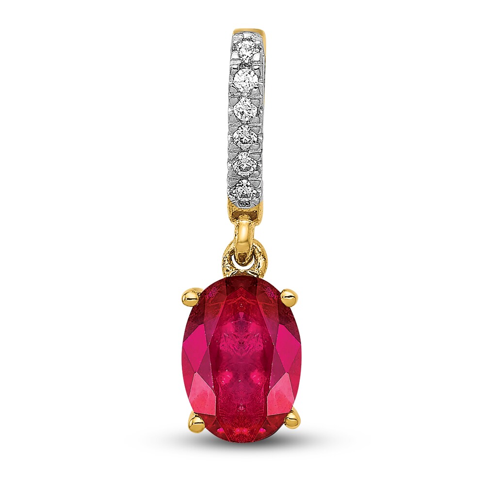 Natural Ruby Pendant Charm Diamond Accents 14K Yellow Gold GI7bpCzK