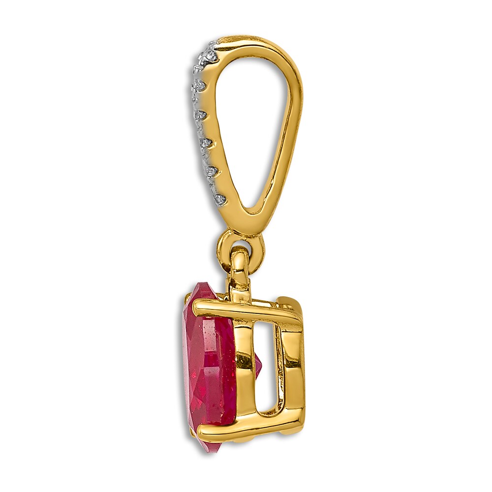 Natural Ruby Pendant Charm Diamond Accents 14K Yellow Gold GI7bpCzK