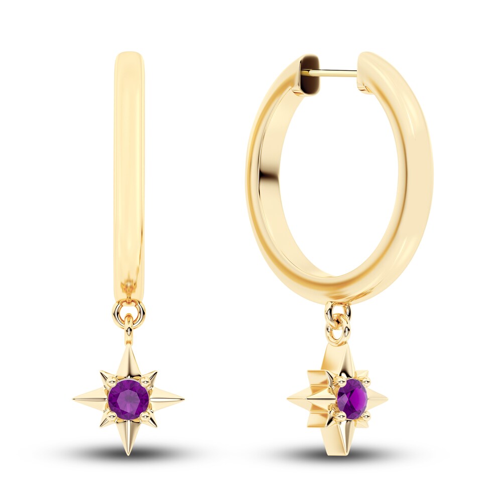 Juliette Maison Natural Amethyst Starburst Hoops 10K Yellow Gold GJHpnYcY [GJHpnYcY]
