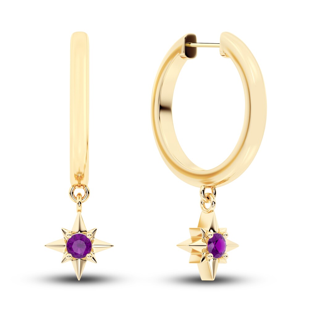 Juliette Maison Natural Amethyst Starburst Hoops 10K Yellow Gold GJHpnYcY