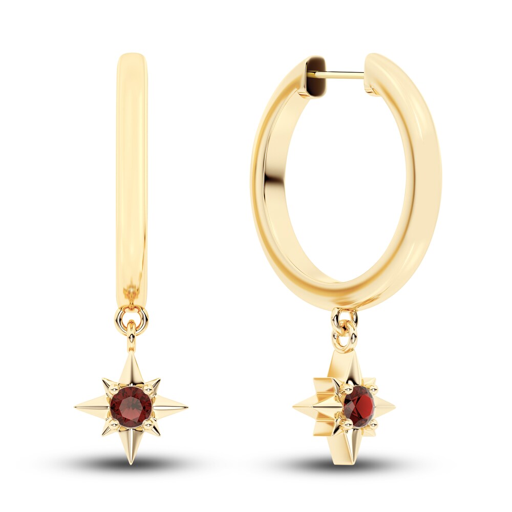 Juliette Maison Natural Garnet Starburst Hoops 10K Yellow Gold GJIgDM8S