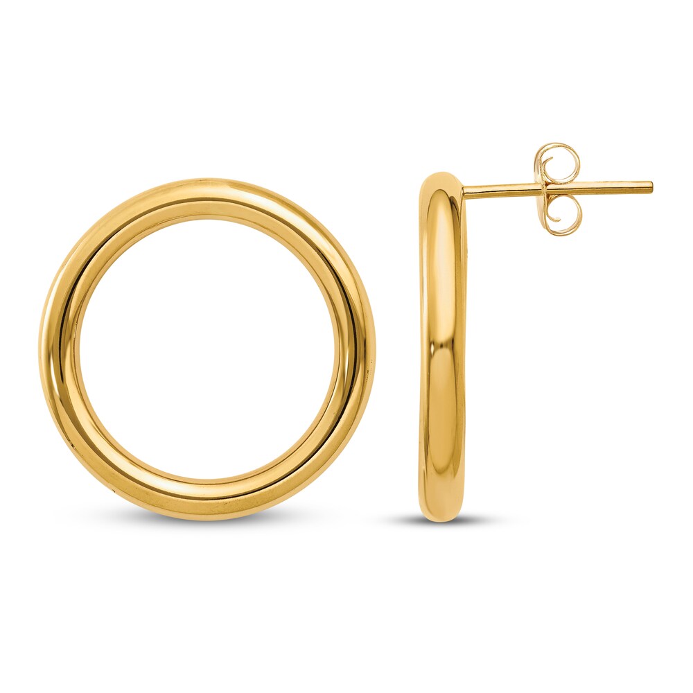 Circle Ring Stud Earrings 14K Yellow Gold GP936TzQ
