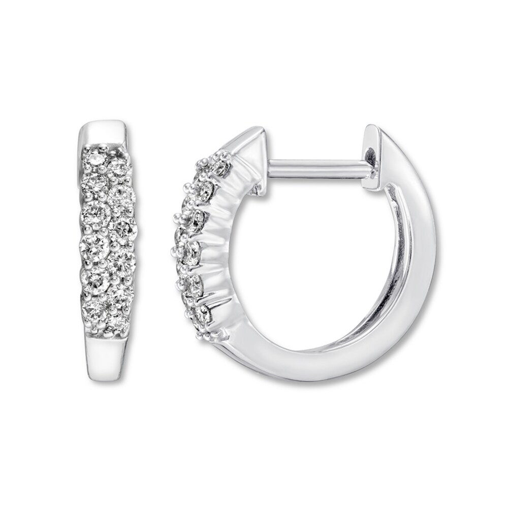 Diamond Hoop Earrings 1/4 ct tw Round-cut 10K White Gold GQb2EkWx