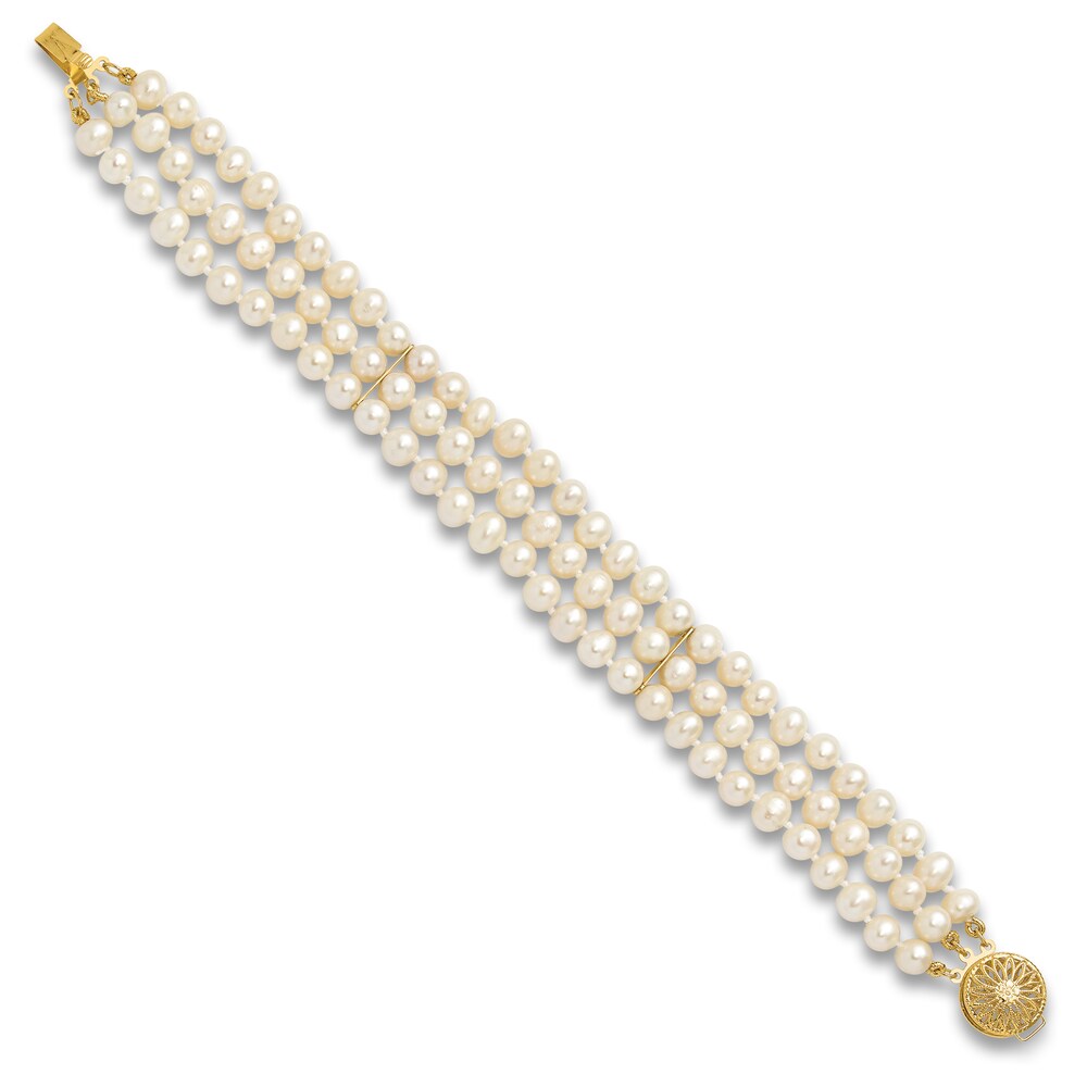 Cultured Freshwater Pearl Bracelet 14K Yellow Gold 7.5\" GSBQ8M7y