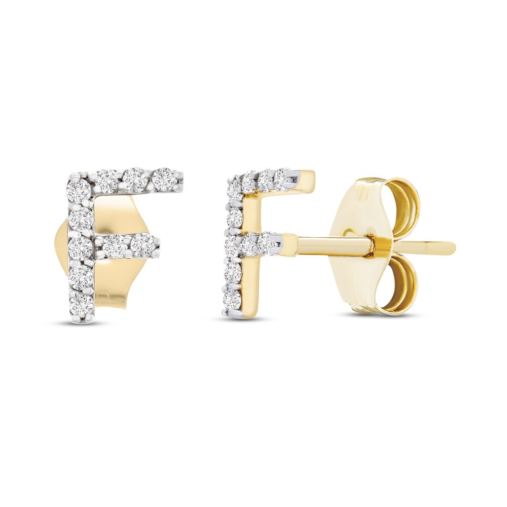 Diamond Letter F Earrings 1/10 ct tw Round 10K Yellow Gold GUl1dJ9Y