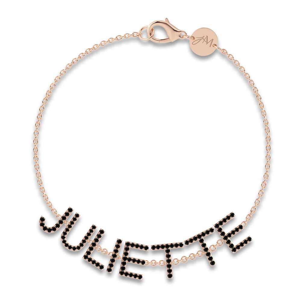 Juliette Maison Black Diamond Station Name Bracelet 2-1/4 ct tw Round 10K Rose Gold GVgMuQoB