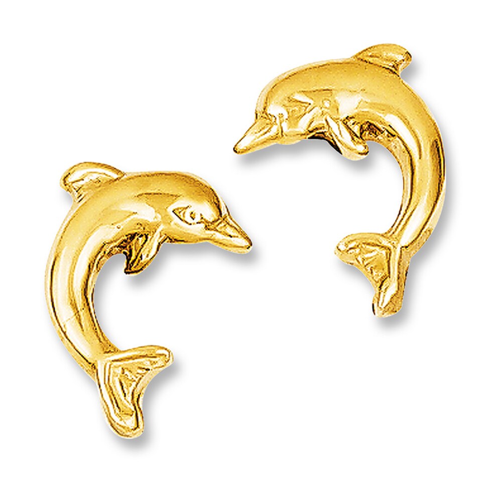 Dolphin Earrings 14K Yellow Gold GXeEw1n9