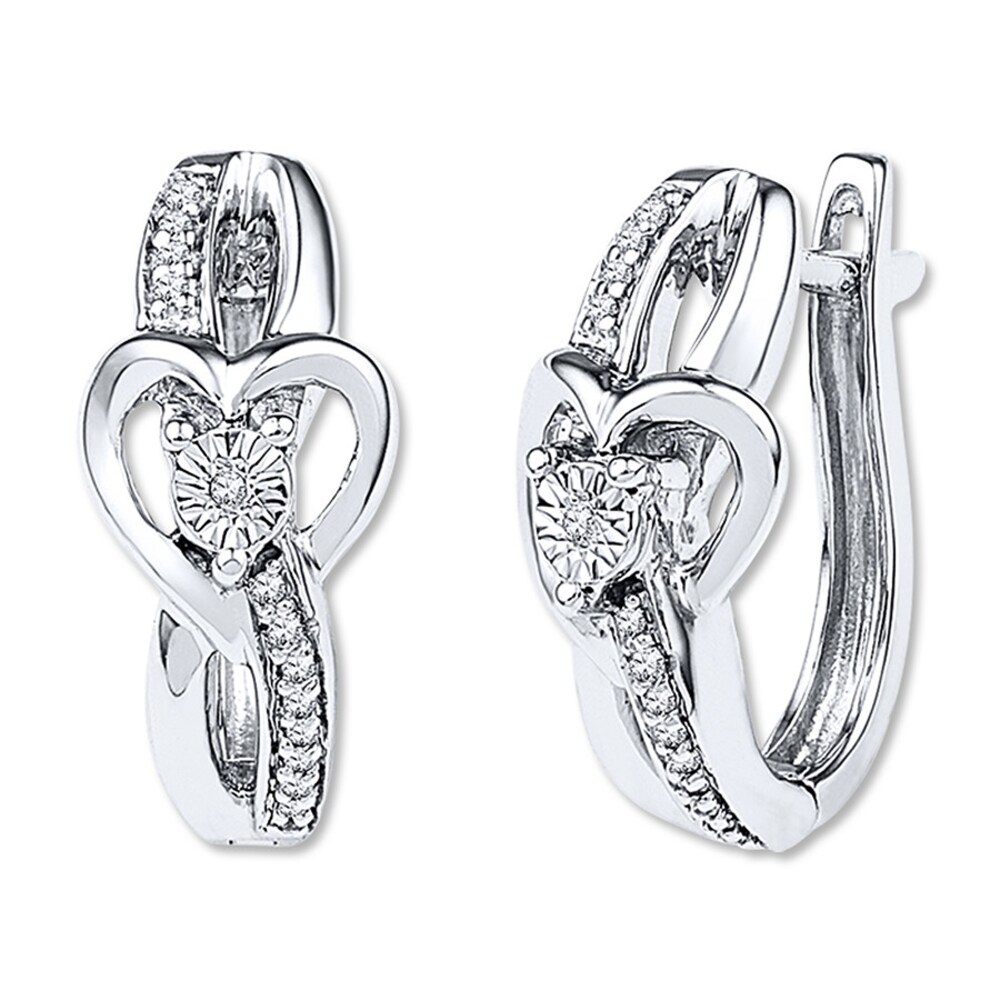 Heart Hoop Earrings 1/15 ct tw Diamonds Sterling Silver GphX8VG4