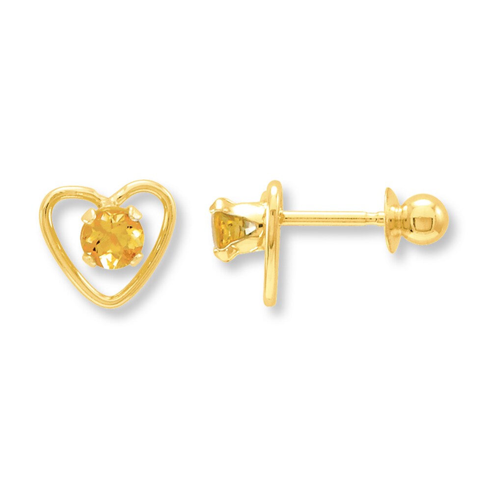 Citrine Heart Earrings 14K Yellow Gold GpsaWvYW
