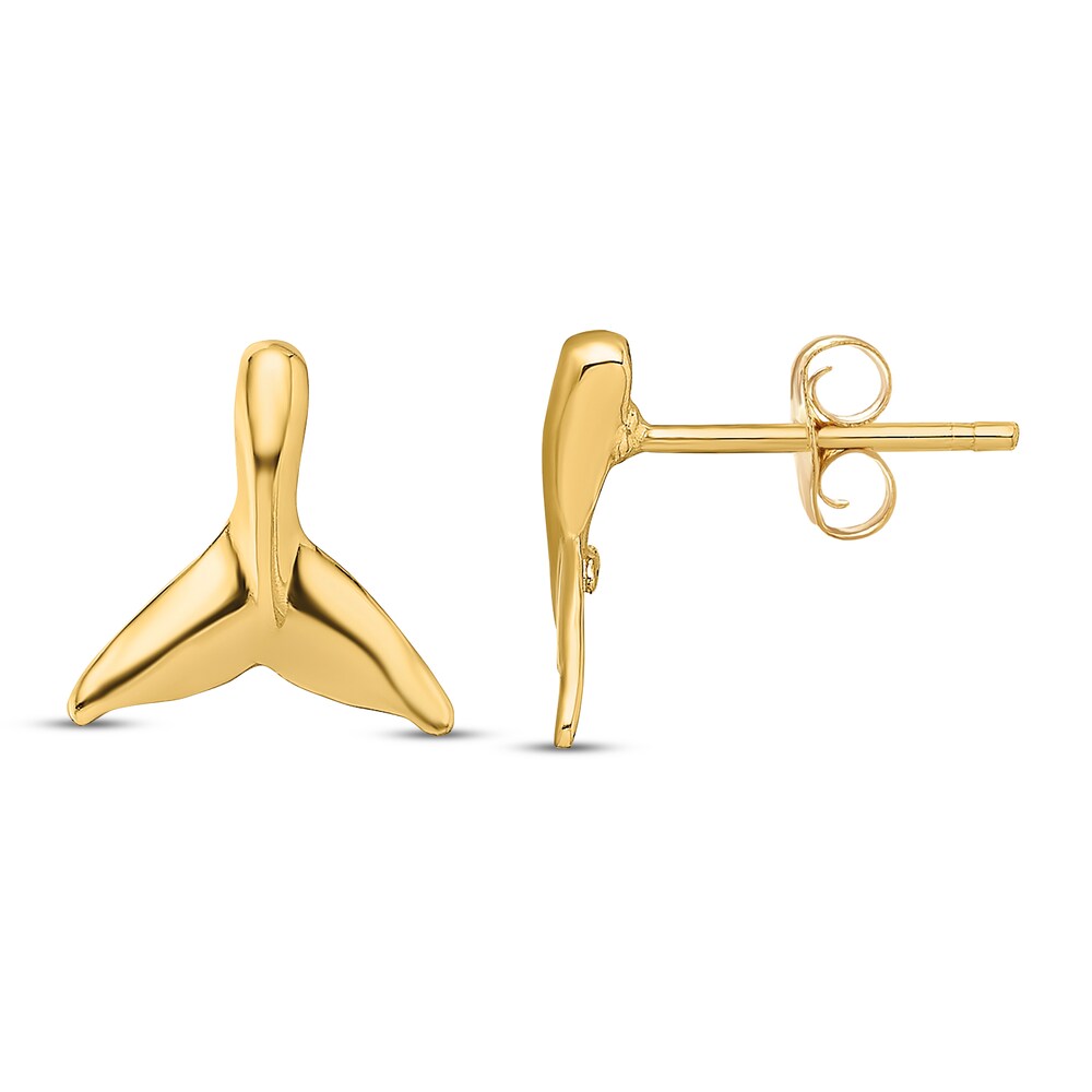 Mini Whale Tail Stud Earrings 14K Yellow Gold Gy5E5zK6