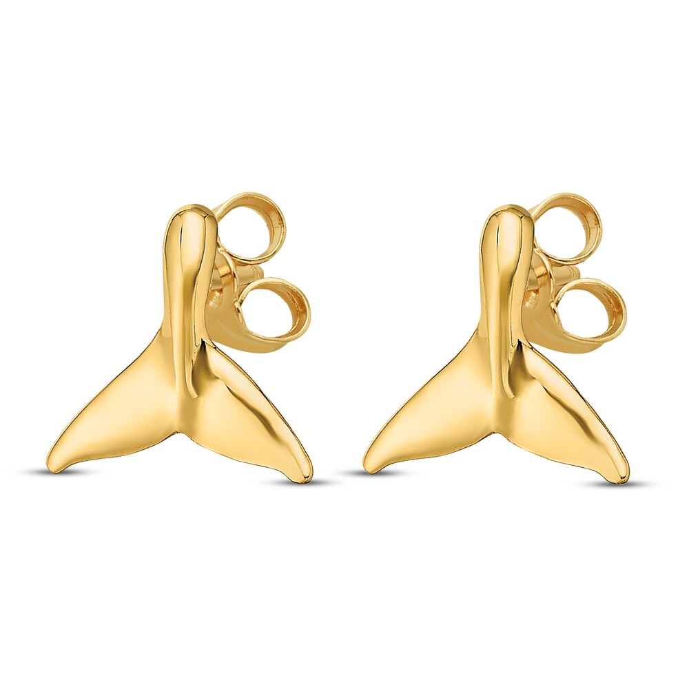 Mini Whale Tail Stud Earrings 14K Yellow Gold Gy5E5zK6