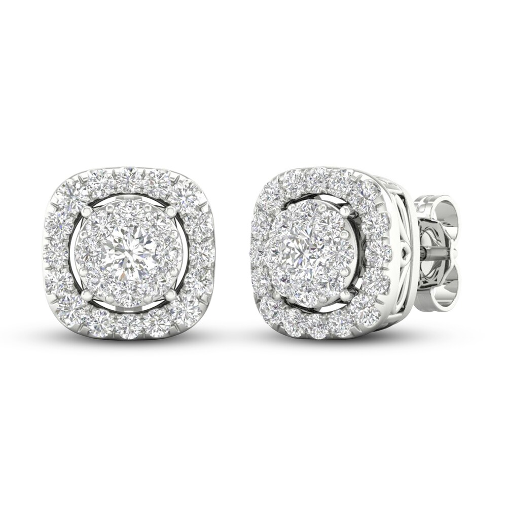 Lab-Created Diamond Stud Earrings 1 ct tw Round 14K White Gold H3zJdAUC