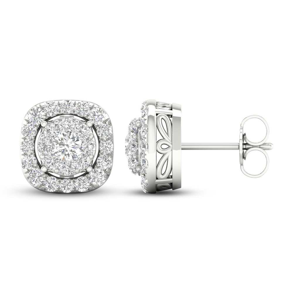 Lab-Created Diamond Stud Earrings 1 ct tw Round 14K White Gold H3zJdAUC