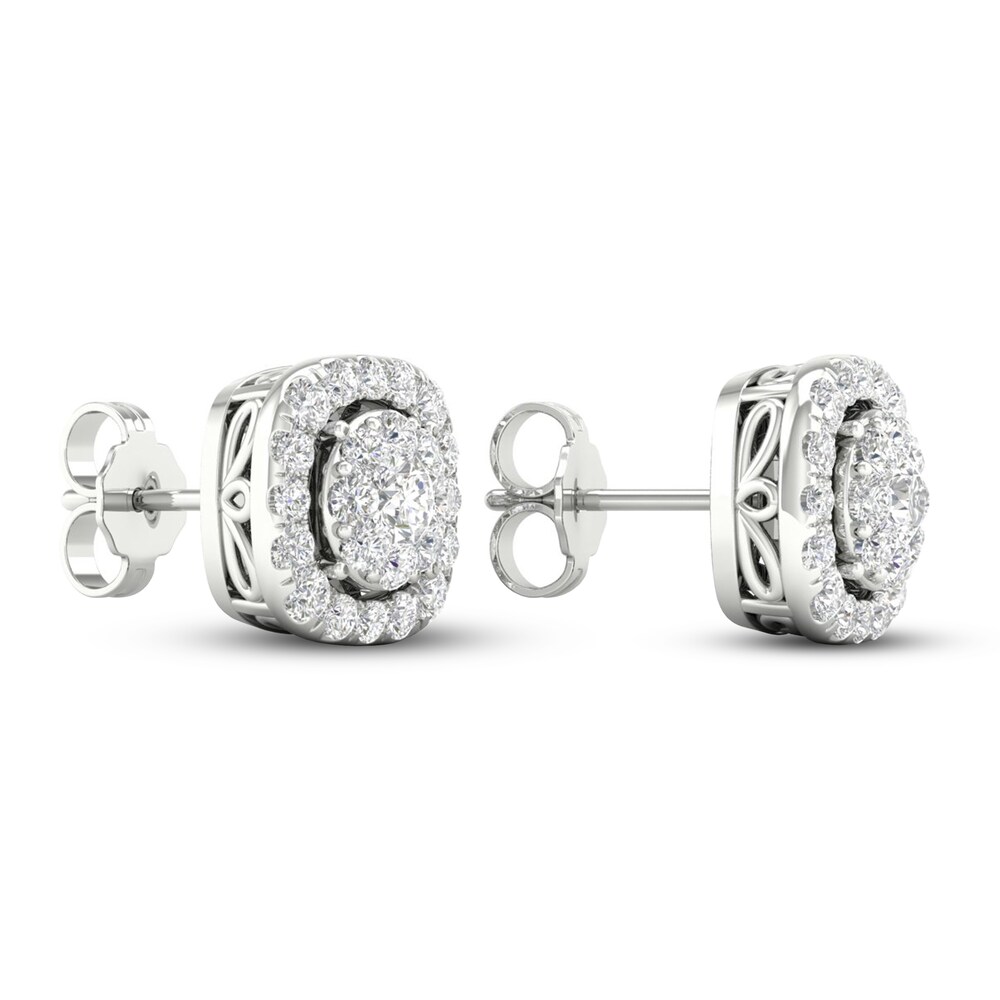 Lab-Created Diamond Stud Earrings 1 ct tw Round 14K White Gold H3zJdAUC