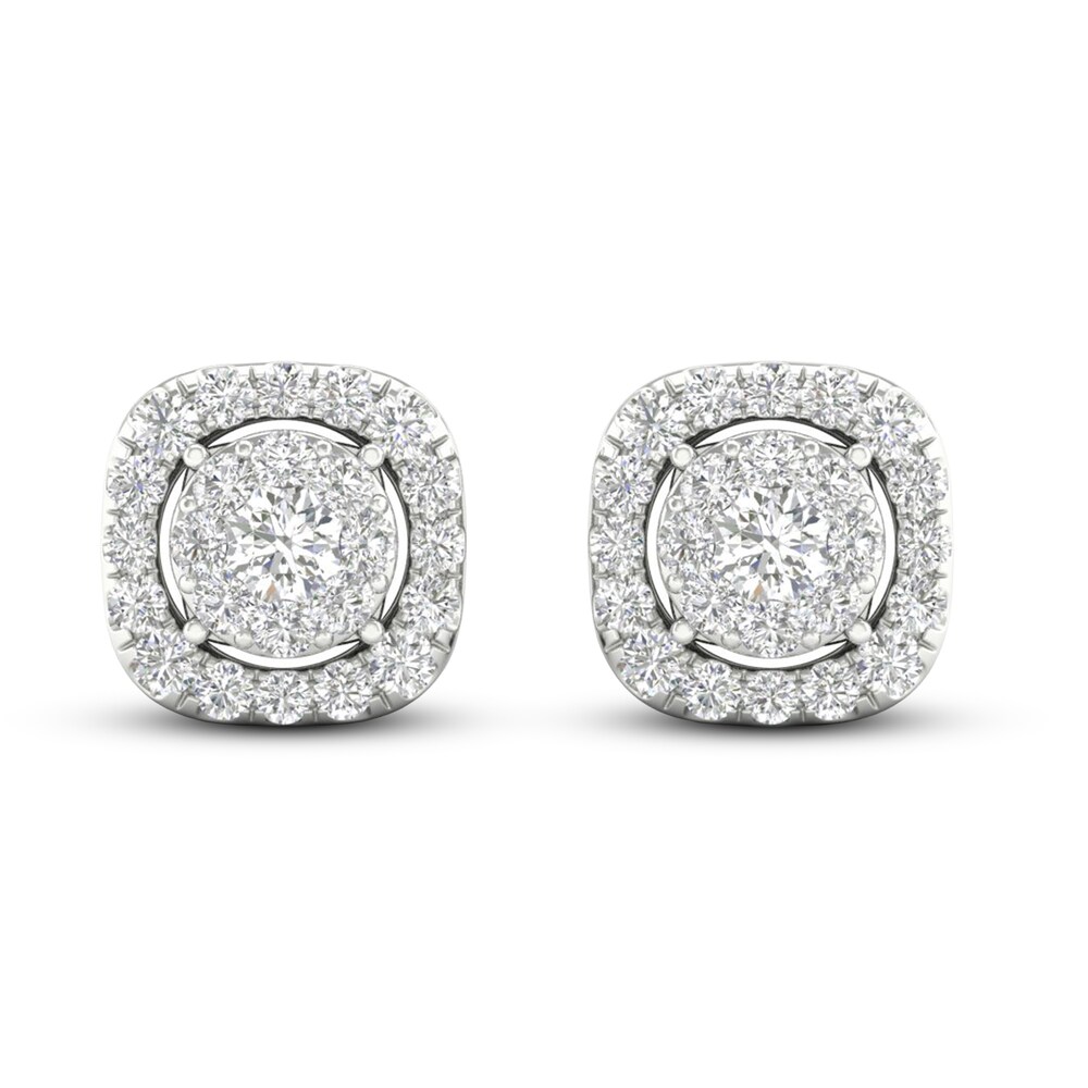 Lab-Created Diamond Stud Earrings 1 ct tw Round 14K White Gold H3zJdAUC