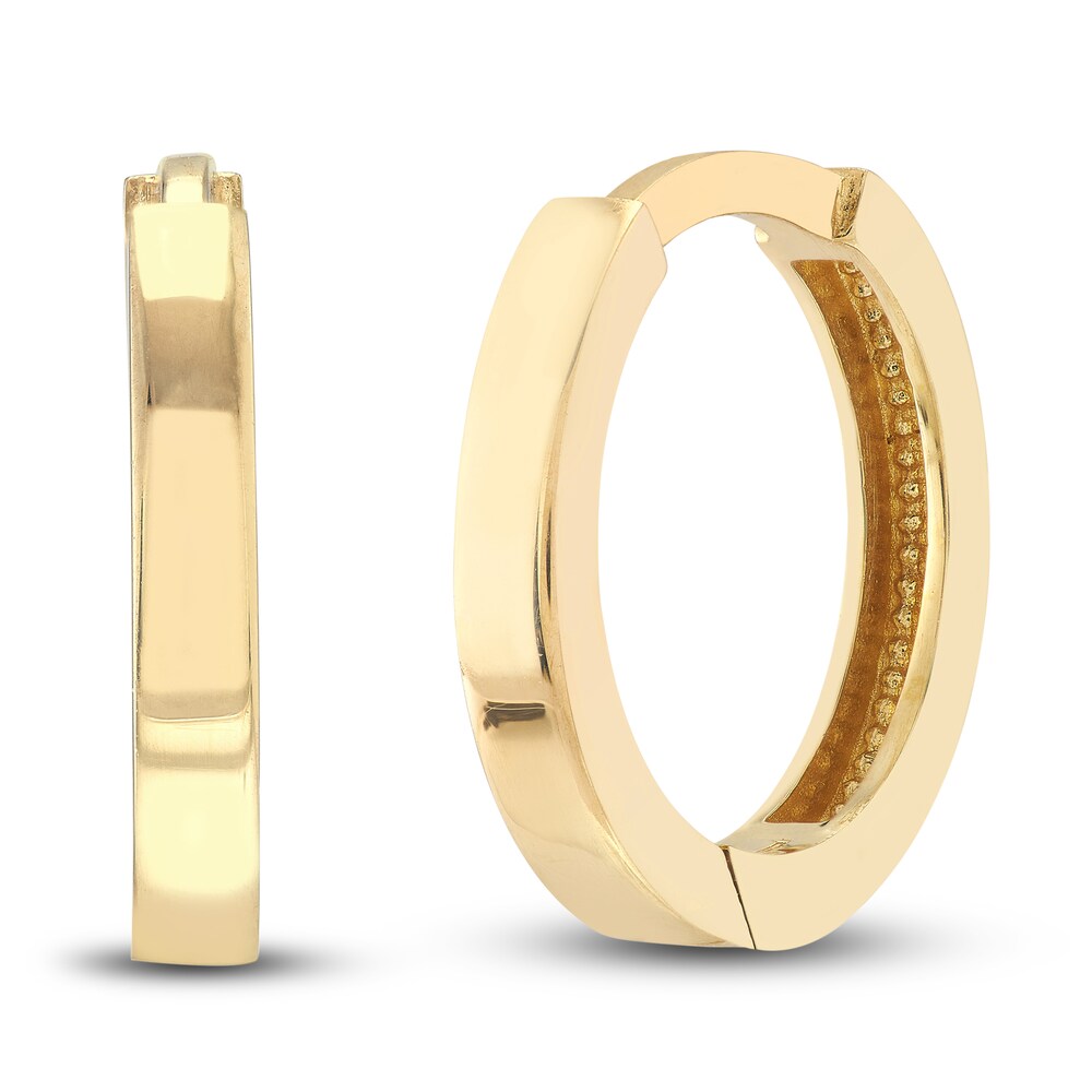 Polished Square Huggie Earrings 14K Yellow Gold 12.35mm H5WpdYCc