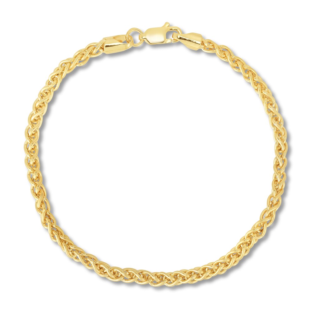 Round Wheat Chain Bracelet 14K Yellow Gold 7.25" H75aHhE4