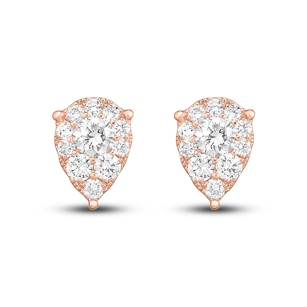 Diamond Teardrop Stud Earrings 3/8 ct tw Round 10K Rose Gold H7rQaxyR