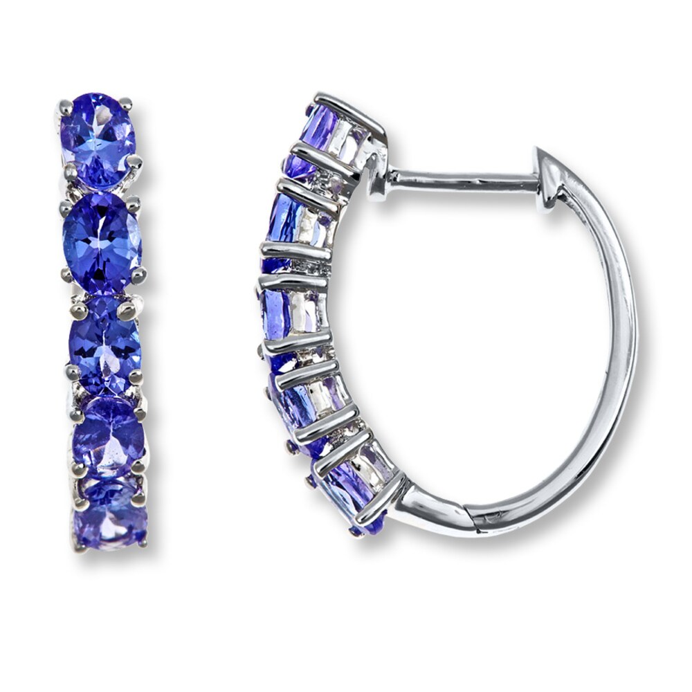 Tanzanite Hoop Earrings Oval-cut Sterling Silver HDBWrgwX