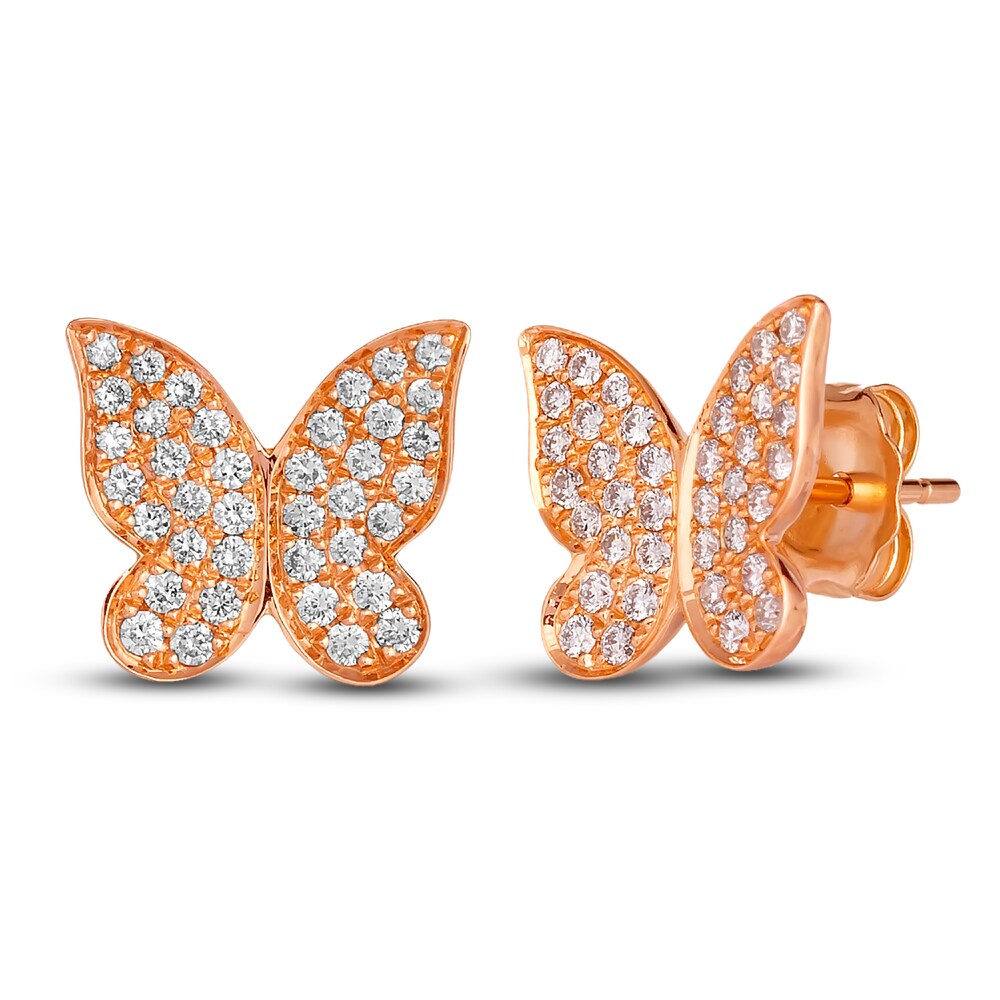 Le Vian Diamond Butterfly Earrings 1/2 ct tw Round 14K Strawberry Gold HHztnAiC