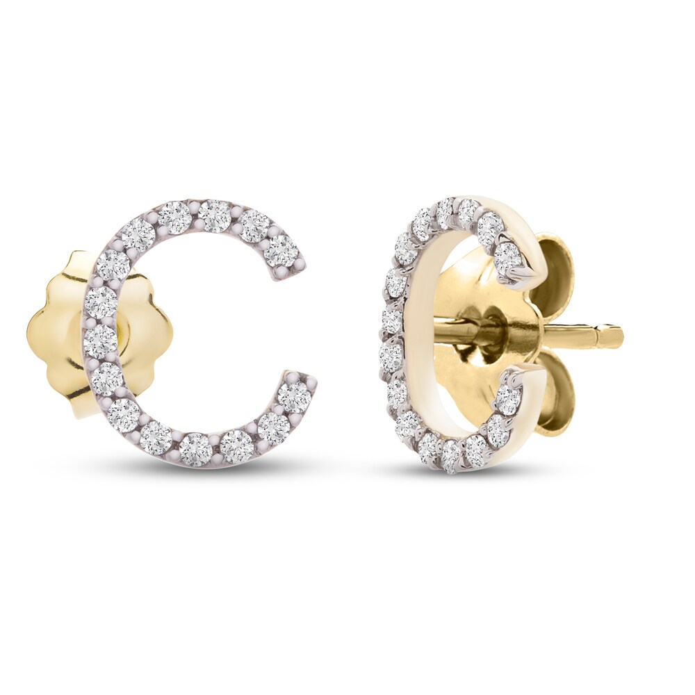 Diamond Letter C Earrings 1/10 ct tw Round 10K Yellow Gold HJCBMPGY