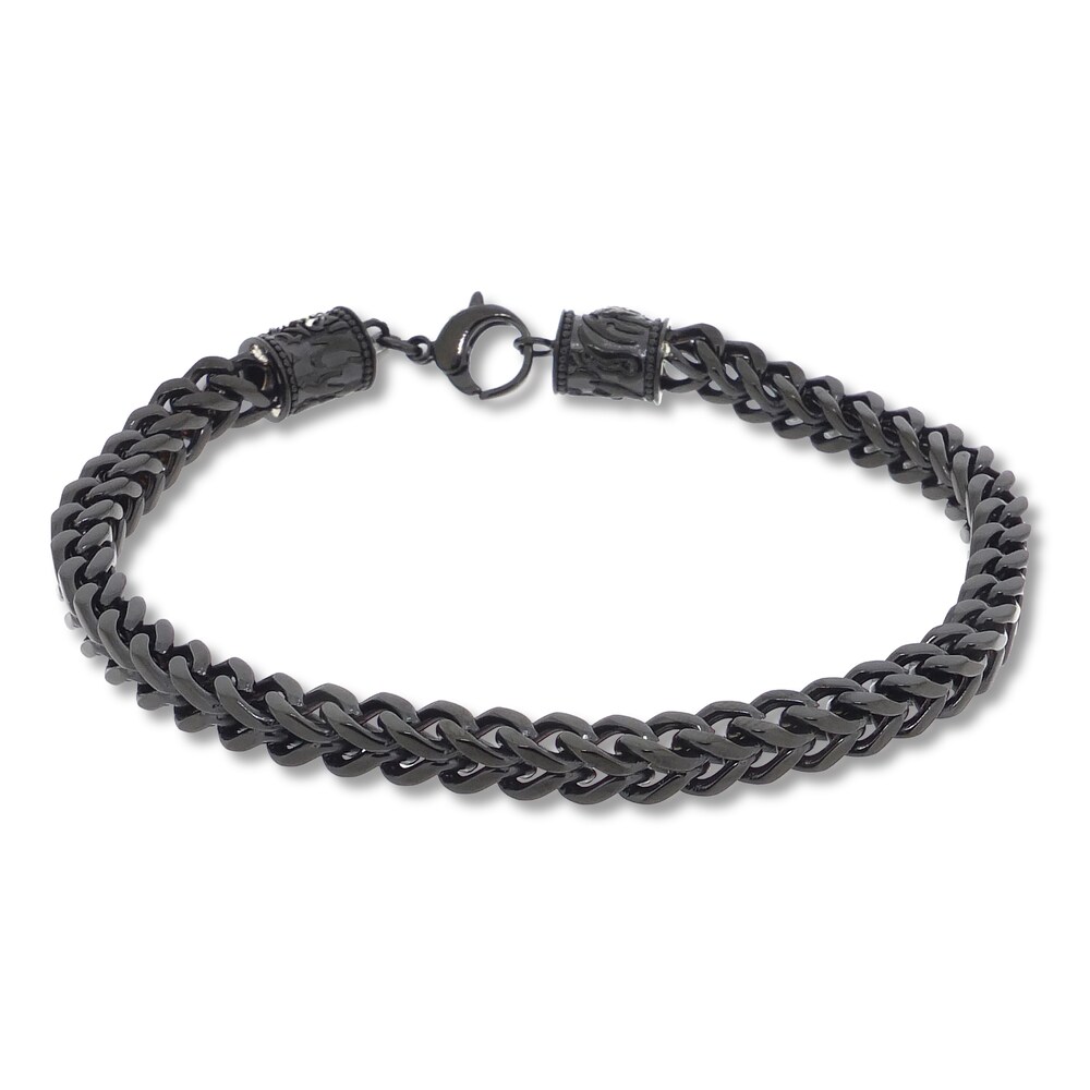 Men's Foxtail Chain Bracelet Black Ion-Plated Stainless Steel 8.5" HLAFVHOd