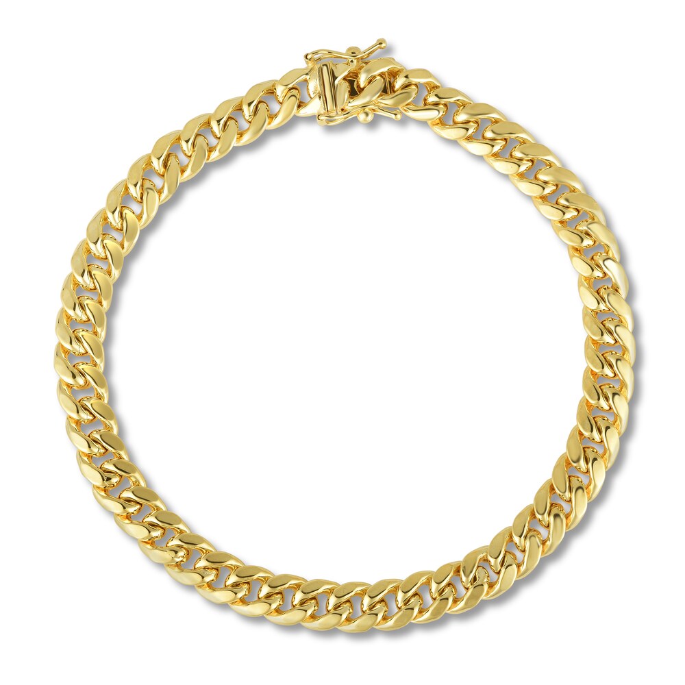 Semi-Solid Miami Cuban Link Bracelet 14K Yellow Gold 8.5" HLGfS6o7