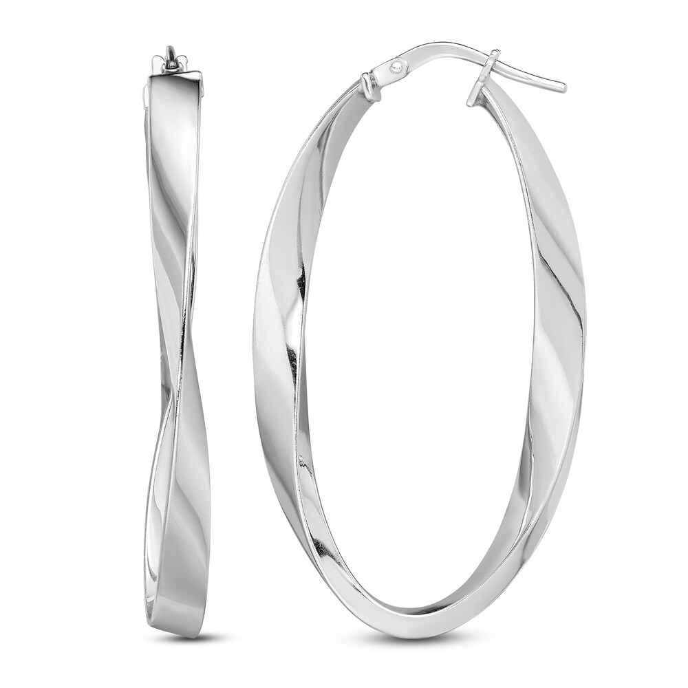 Polished Oval Hoop Earrings Sterling Silver HNBELlS0