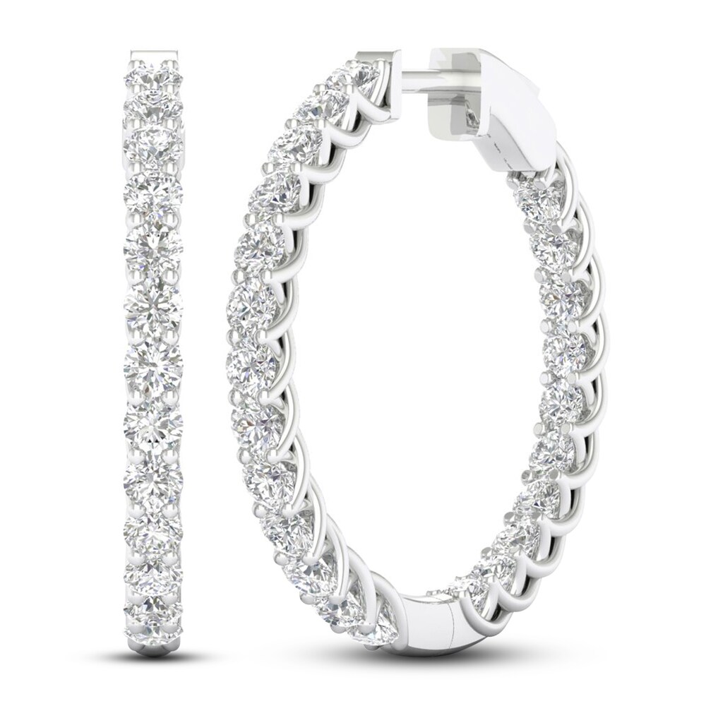 Lab-Created Diamond Hoop Earrings 3 ct tw Round 14K White Gold HOZ5Uv6E