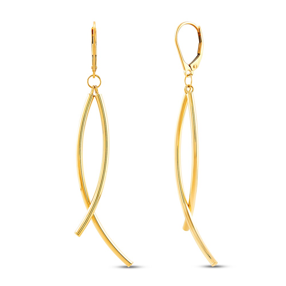 Italia D'Oro Curved Dangle Earrings 14K Yellow Gold HPFUgaqe