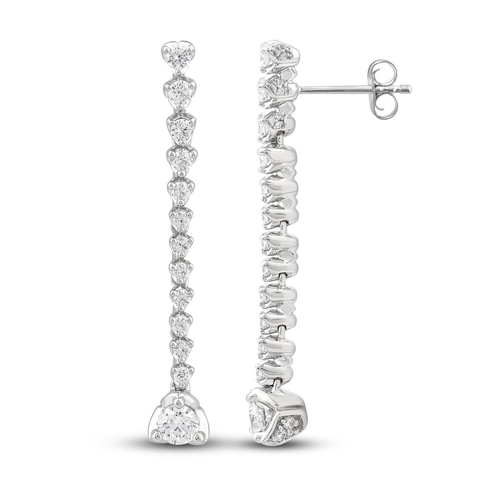 Diamond Graduated Dangle Earrings 1-1/2 ct tw Round 14K White Gold HVTpb4Qu