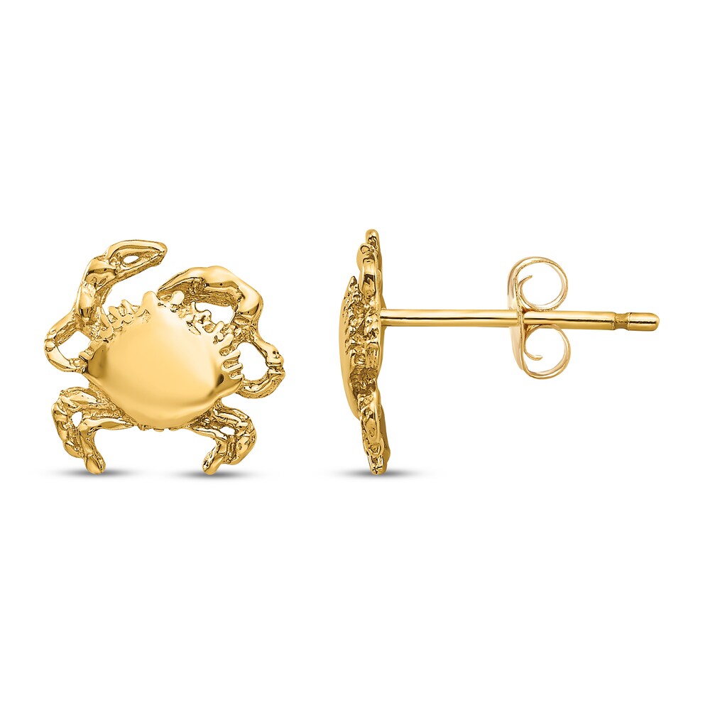 Crab Stud Earrings 14K Yellow Gold HVlfy96m