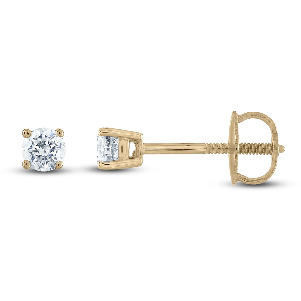 Certified Diamond Solitaire Stud Earrings 1/10 ct tw Round 14K Yellow Gold (I1/I) HXhirg1d