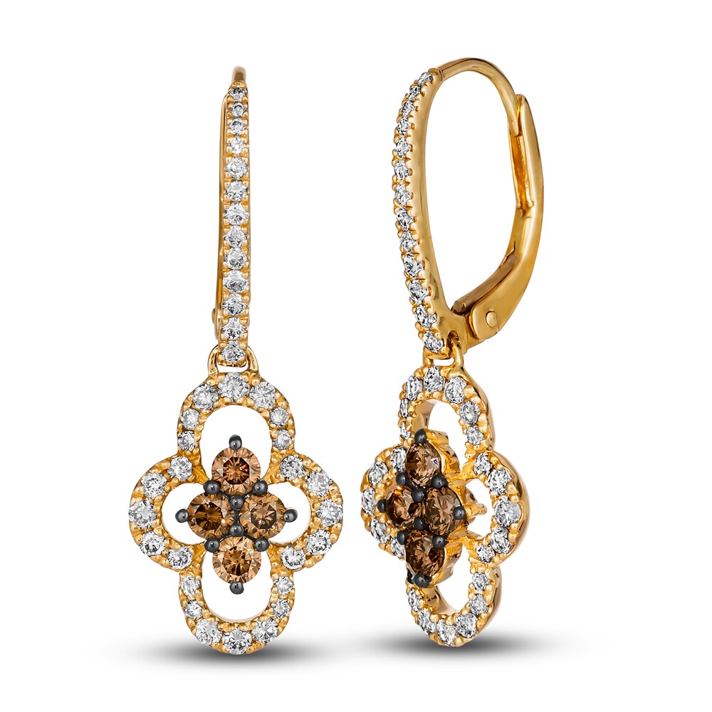 Le Vian Diamond Earrings 1-1/5 ct tw Round 14K Honey Gold HZCKWSlk
