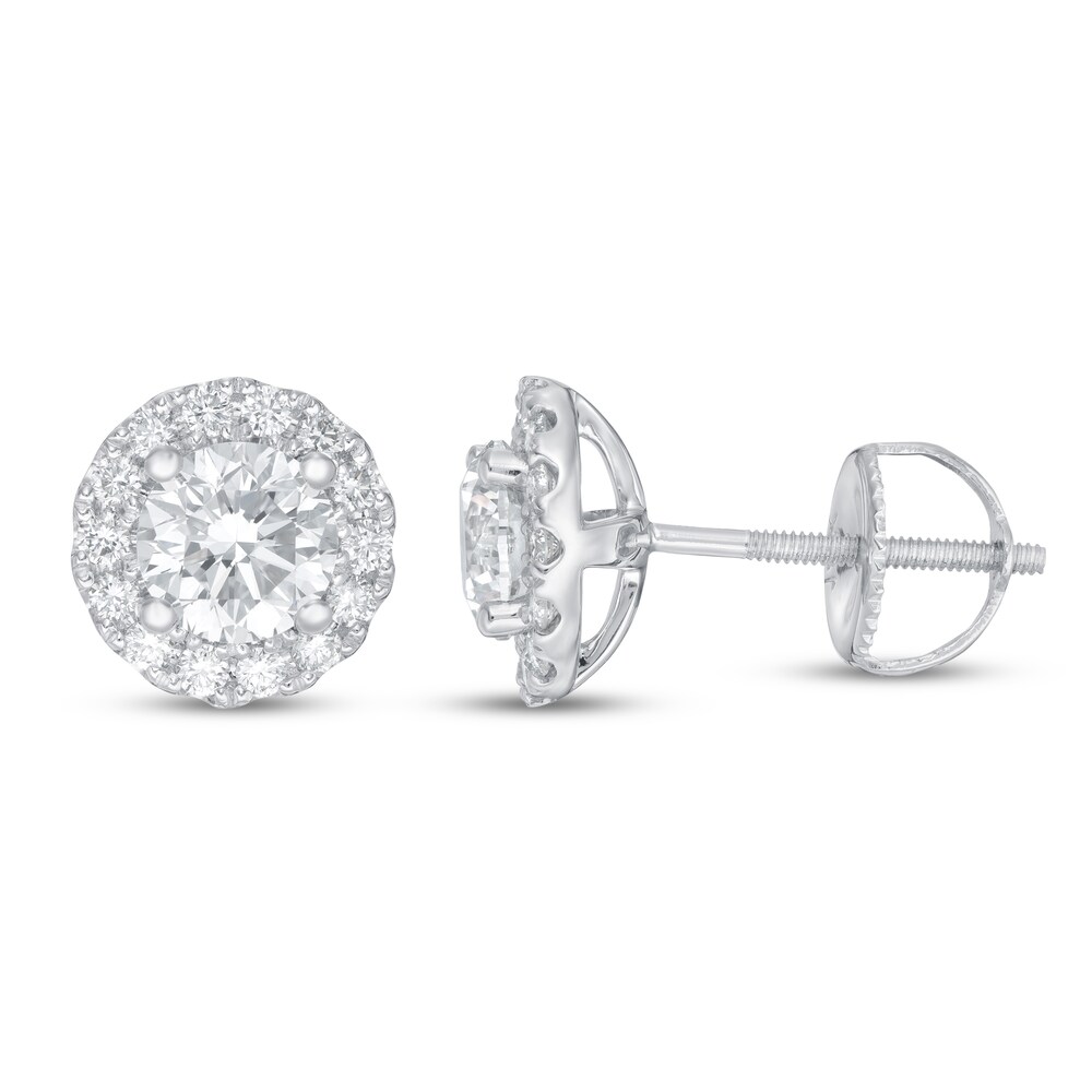 Lab-Created Diamond Earrings 1 1/2 ct tw Round 14K White Gold HdG3ZdHW