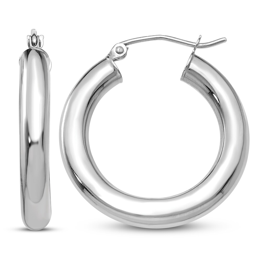 Lightweight Tube Hoop Earrings 14K White Gold HfLfKywC