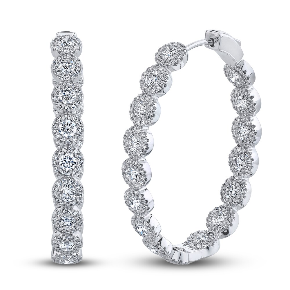 Shy Creation Diamond Hoop Earrings 4 ct tw Round 14K White Gold SC55020046 HjRFvLUo