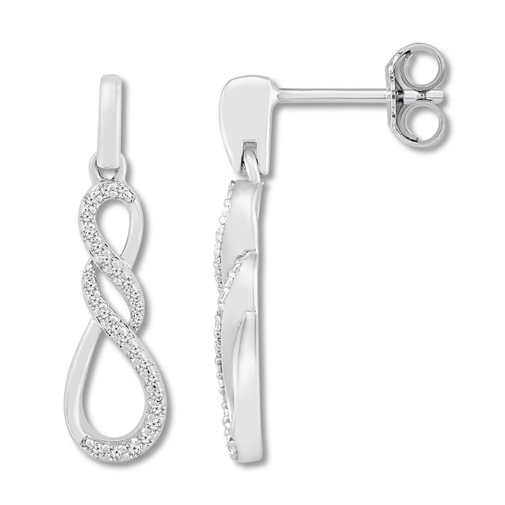 Diamond Infinity Earrings 1/6 ct tw Round 10K White Gold HjYI9SCO